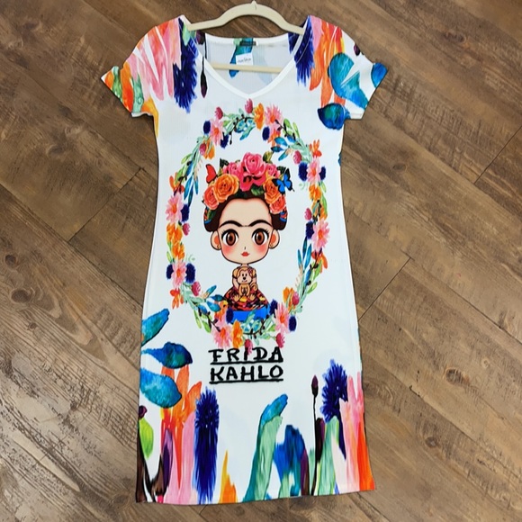 New Frida Kahlo Bodycon Mini Dress Mexican Style - Picture 2 of 6